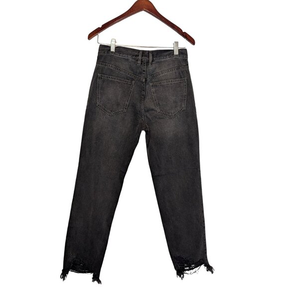 We The Free People Womens Jeans size 26 High Rise Black Straight Leg distressed - Picture 3 of 12